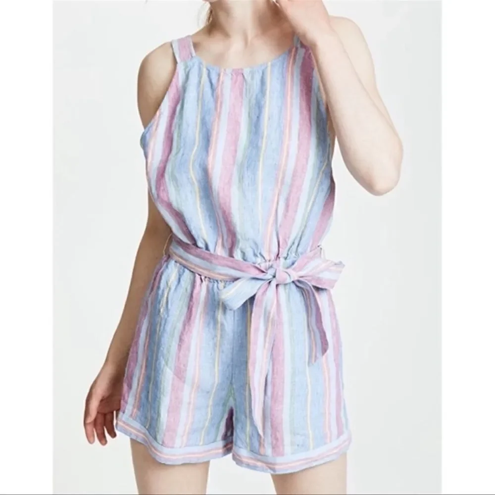 Frame Linen Striped Romper NEW Size Small - Picture 2 of 10